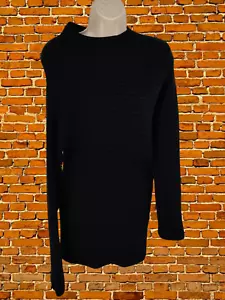 WOMENS JOSEPH ESSENTIALS SIZE UK LARGE BLACK ASYMMETRIC JUMPER MERINO WOOL KNIT - Picture 1 of 7