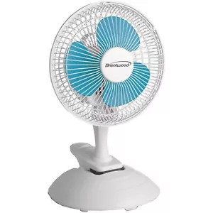 Brentwood Kool Zone Clip On Desk Fan 2-Speed 6-inch White - Picture 1 of 7