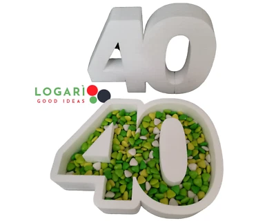 Scritte Numeri porta confetti 18 30 40 50 polistirolo bianco 22 cm - Immagine 1 di 4