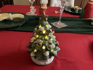 Christmas Tree Ceramic Light Up Green 8” Tall - Picture 1 of 7