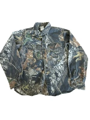 Mossy Oak Shirt Boys Youth Lg? Green Camo Mossy Oak Break Up Hunting Jerzees - Image 1 of 4