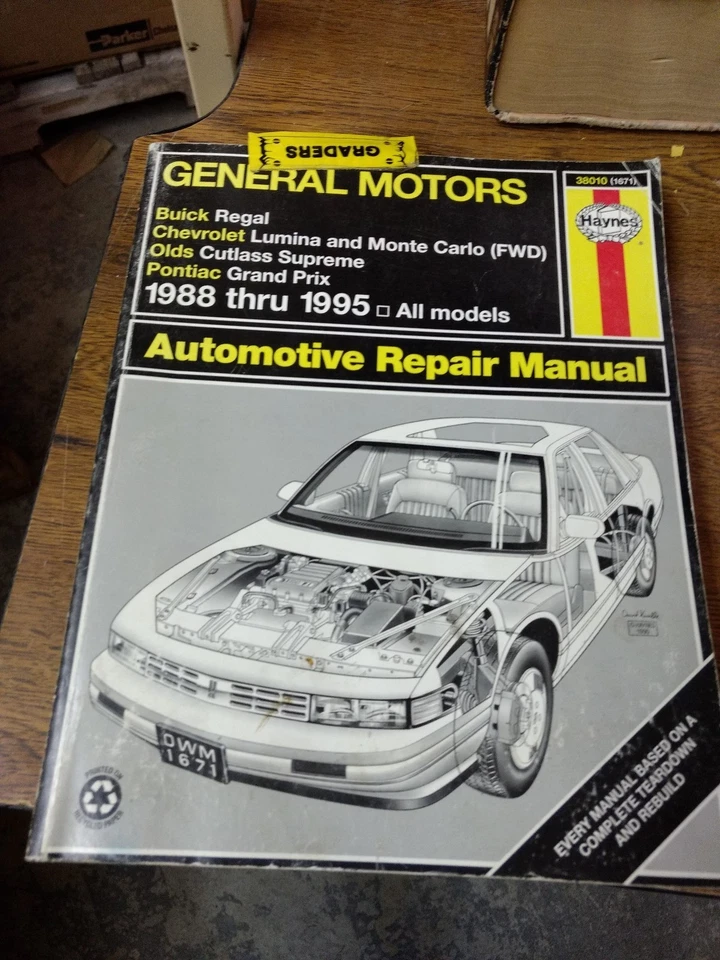 Haynes 38010 General Motors Reparación Manual 1988-1995 Real Lumina Alfanje - Imagen 1 de 1
