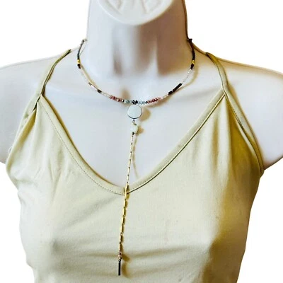 Collar Nakamol Cuentas de Cristal Piedras Semipreciosas Cuentas BOHO Diseñador 18"L Foto 1 de 4