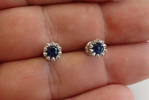 925 STERLING SILBER OHRSTECKER MIT 1 CT TANSANIT / 6 MM DURCHMESSER / NEUES DESIGN - Bild 1 von 7