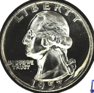 1957 P WASHINGTON QUARTER - .90 % SILVER - HIGH GRADE PROOF - QW 253 - Picture 1 of 5
