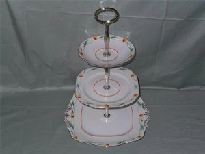 Soporte de plato de pastel vintage Paragon China de 3 niveles para azafata F1489 Art Deco - Imagen 1 de 1