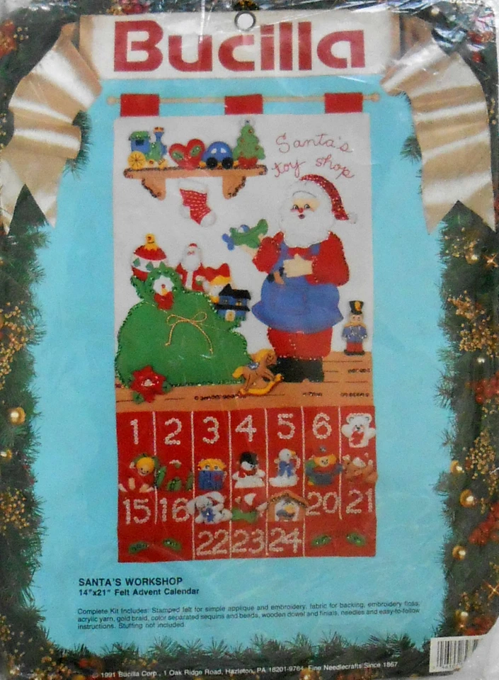 Bucilla Santa's Workshop Felt Advent Calendar Kit 82852 JEWEL Toy Shop 21 14