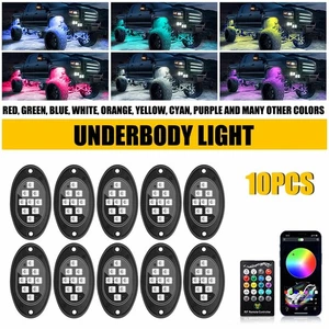 10Pods RGB LED Rock Lights Underbody Neon Light Bluetooth App Remote Control Y - Foto 1 di 12