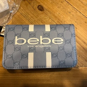 Bebe Crossbody Flap Bag Denim Blue Paisley Print Chain Strap NWT - Picture 1 of 4