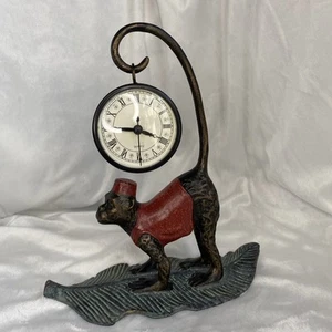 Adorable Monkey Table Clock Aluminum Multicolor-11''H - Picture 1 of 9
