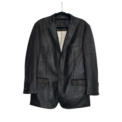 Chaqueta deportiva blazer Carlo Razelli negra imitación cuero dos botones talla grande Foto 1 de 4