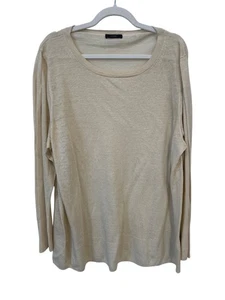 J Crew Sweater Size Large Linen Relaxed Fit Pullover Beige Long Sleeve Neutral C - Picture 1 of 9