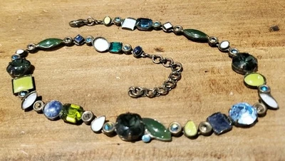 Gargantilla Sorrelli Vintage Cristal Verde y Azul y Piedra Collar 15"-17.5" Foto 1 de 4
