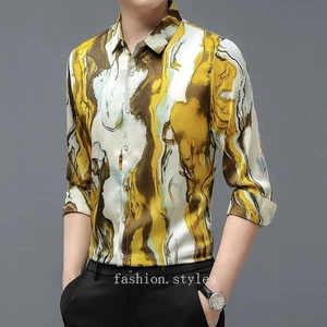 Camisas de manga larga de seda morera primavera/otoño para hombre informales negocios formales - Imagen 1 de 16