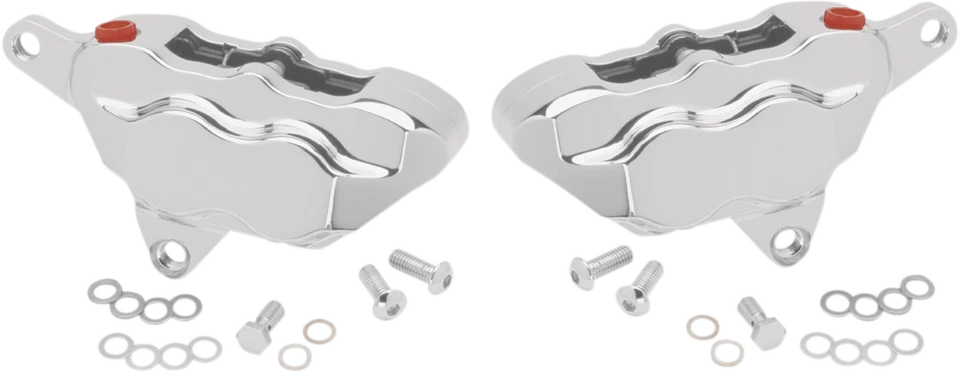 Hawg Halters 4 Piston Dual Disc Front Brake Caliper Kit Chrome FKDDCC550 - Image 1 of 1