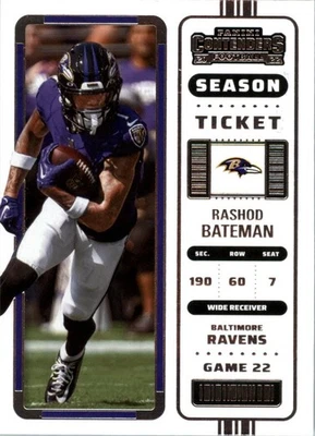 2022 Panini Contenders #6 Rashod Bateman - Baltimore Ravens Football Card {NM-MT - Image 1 of 2