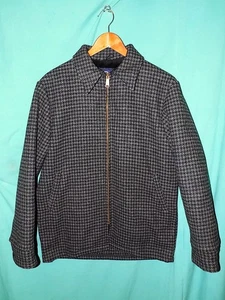 Exc! Vtg USA WOOLRICH WOOL JACKET, FULL ZIP, HOUNDSTOOTH, LINED, GENEROUS Sz M - Picture 1 of 17