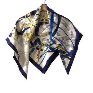 Hermes Silk Scarf Belt Pattern Blue 90 W/Tags No Box Used Excellent. - Picture 1 of 4