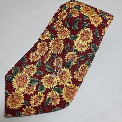 Corbata para hombre Tango By Max Raab con estampado de girasoles y abejas 57" largo 4" de ancho Foto 1 de 4