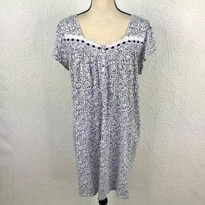 Camisón Adonna Azul Floral Cottagecore Pradera Encaje Ribete Talla XL Mezcla de Algodón Foto 1 de 4
