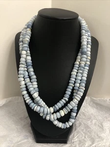 "Collar de cuentas de 500 quilates de piedra azul muy atractivo de 3 hilos 18""" - Imagen 1 de 7