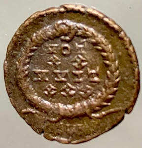 Ancient Roman Coin 347-348 AD Emperor Constantius II Genuine Votive in Wreath - Picture 1 of 7