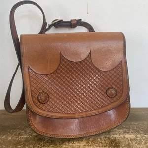Leather Handbag Shoulder Handmade Vintage Tooled Satchel Tan Boho - Picture 1 of 19