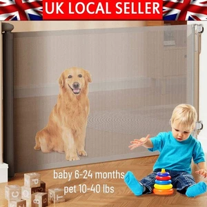 Mesh Retractable Gate For Babies Extra Wide 140cm Adjustable Safety Baby Gate UK - Picture 1 of 9