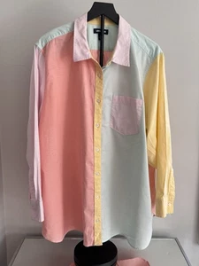 Camisa Oxford Lands’ End 3X Bloques de Color Pastel Botón Frontal Top 24W–26W Algodón - Imagen 1 de 8