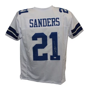 Deion Sanders Autographed/Signed Pro Style White Jersey Beckett 30676 - Picture 1 of 3