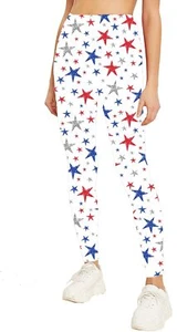 4th of July Women's Elastic Drawstring American Flag Star Red White Blue Legg... - Picture 1 of 1