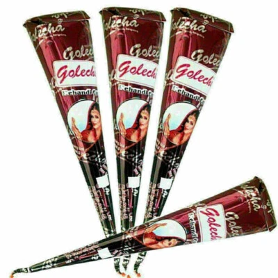 4 Stück Natural Henna Tattoo Paste Gel Kegel Dunkel Rotbraun No Mix, No PPD 100g