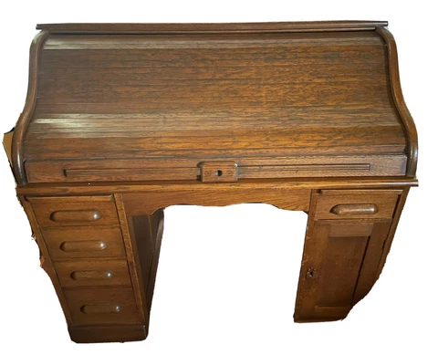 Antique American Golden Oak Roll Top Desk Circa Late 1800’s Cover