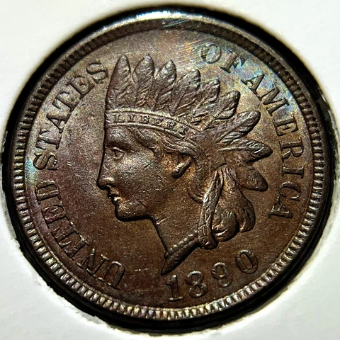1890 1C Indian Head Cent _ CHOICE UNC MSBN+ _  [JX-398] Cover