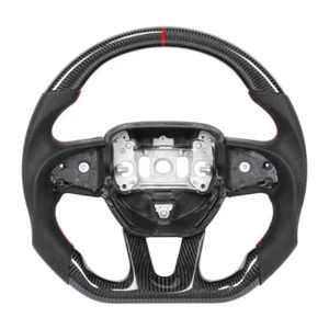 Trockenes Kohlefaser-Lenkrad Perforiertes Leder Ersatz für Dodge Challenger - Picture 1 of 15