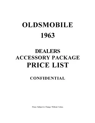 Oldsmobile 1963 accesorio número de pieza y lista de descripción Foto 1 de 2