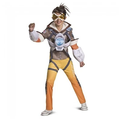 Overwatch Deluxe Tracer Videojuego Halloween Disfraz + Máscara Niño S-XL Foto 1 de 2