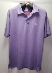 Izod Men's Polo Shirt Short Sleeve Golf Purple Line Pattern Size L Large 