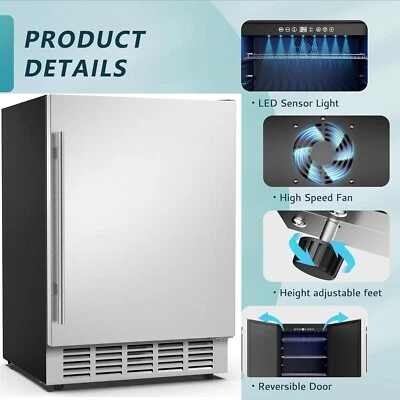 24-дюймовый уличный холодильник для напитков, погодостойкий охладитель напитков из нержавеющей стали - Изображение 1 из 4