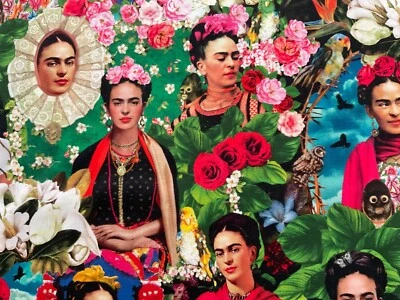 Telas Timeless Treasures Frida retratos ART-CD1580 Frida pájaros florales POR Y Foto 1 de 3