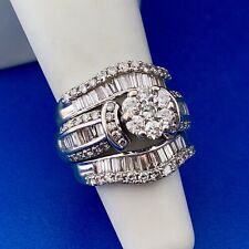 Gordon’s 14K White Gold Diamond Cluster Round Baguette Engagement Wedding Ring
