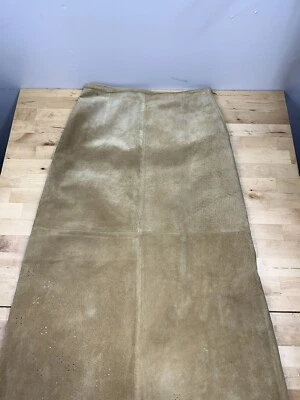 Marsh Landing Womens 10 Tan Leather A-Line Skirt Long Lazer Cut Trim #5075 - Image 1 of 4