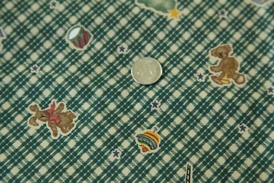 1Y Tossed Toys Daisy Kingdom Vintage 90s Quilt Cotton Fabric Plaid Nursery Craft - Image 1 of 4