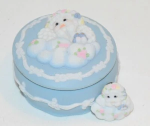 Dreamsicles Engel babyblau Keramik Pocelain Schmuckschatulle und Brosche Anstecknadel - Bild 1 von 5