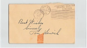 TOM TOMMY HENRICH Signed GPC Government Postcard 1954 Yankees (3) Auto. B1 - Picture 1 of 2