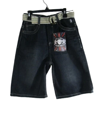 Nuevo con etiquetas Pantalones Cortos Denim English Laundry Jóvenes Niños con Cinturón 16 Lavado Oscuro Precio de venta sugerido por el fabricante $38 Foto 1 de 2