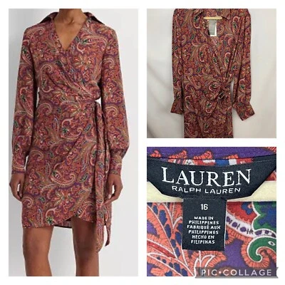 Lauren Ralph Lauren Women's Print Double-Faced Georgette Wrap Dress Size 16 NWT - Image 1 of 4