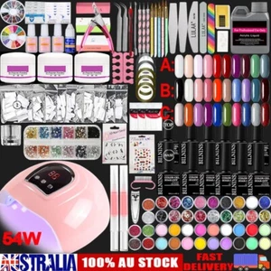 Nail Art Kit Full Acrylic Powder Liquid 54W UV LED Lamp Manicure Nail Polish Set - Picture 1 of 32