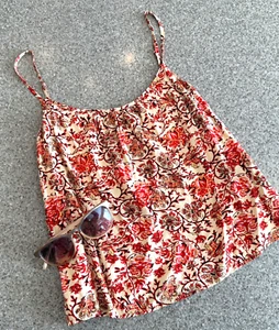 JOIE New! Beige/Orange Floral Sleeveless Spaghetti Strap Cami Tank Top NWOT Sz S - Picture 1 of 6