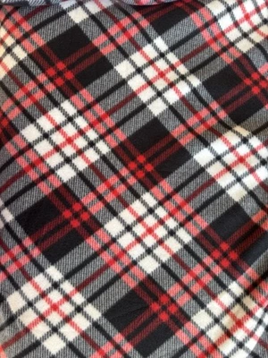 JoAnn Fabric Blizzard fleece Diagonal plaid Red Black  white 61"w X 91” 2.5 Yds - Image 1 of 4